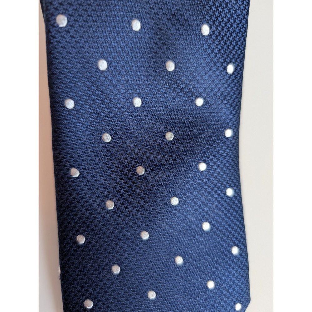Club Room Mens Navy Blue White‎ Polka Dot 100% Silk Tie Formal Business - Picture 3 of 4